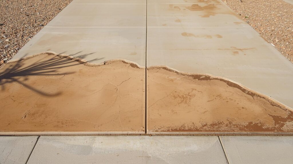 Old cracked concrete driveway in Tucson AZ showing signs it needs replacement